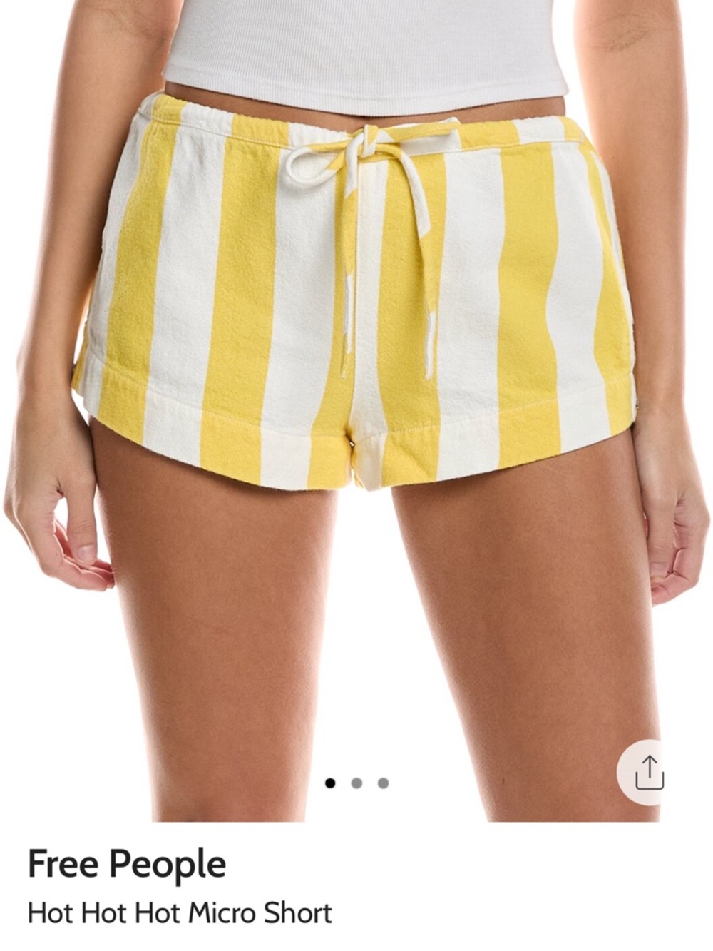 Free People Yellow & White Striped Micro Shorts